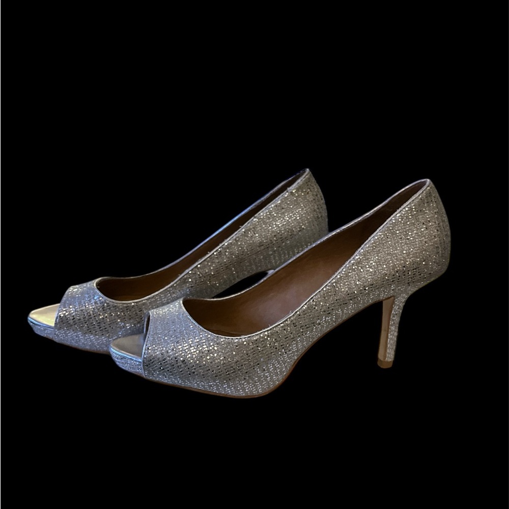 Silver Peep Toe Heels